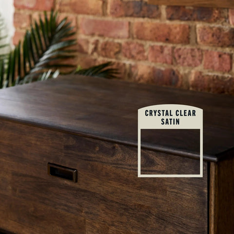 Water Based Crystal Clear Ultimate Polyurethane For Interior Wood Protection With Fast Dry Time And No Fuss Cleanup on dark wood