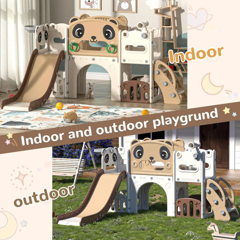 9 In 1 Toddler Slide And Climber Playset For Indoor And Outdoor Use With Basketball Hoop Telescope And Storage Space