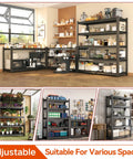 Heavy Duty 5 Tier Garage Shelving Unit 88 Inch High Industrial Storage Shelf with various household items