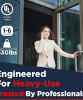 Rock Solid Heavy Duty Commercial Door Closer Automatic Self Closing Hardware For High Traffic Buildings Smooth As Butter Hydraulic Soft Close Damper In Sleek Silver, shown on a heavy-use door.