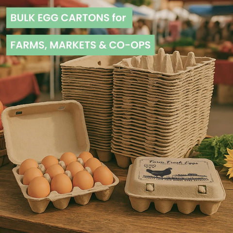 50 Pack Egg Cartons That Hold 12 Eggs Each Built From Molded Pulp Paperboard Eco Friendly Reusable Storage For Backyard Farmers CSA Farmers Markets With Printed Lid