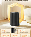 Portable 1500W Space Heater with PTC ceramic heating in front of shield, ideal for bedrooms, offices, with overheat protection.