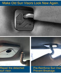 Aluminum Black Sun Visor Clip Repair Kit For Ram 1500 Trucks 2019 Through 2026 installed, showing easy fix on detached visor.