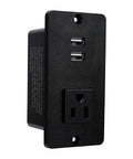 Absolute Game Changer Flush Mount Power Outlet With Dual Usb Charging And A Rock Solid Fireproof Shell Designed For Everyday Home Upgrades That Just Hits Different, black casing with dual USB ports and AC outlet.