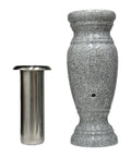 Real Granite Flower Vase With Stainless Steel Inner For Home Decor And Gravesite Memorials Durable Outdoor Garden Lawn And Yard Display 4 By 4 By 10 Inches Gray 633 showing separate components