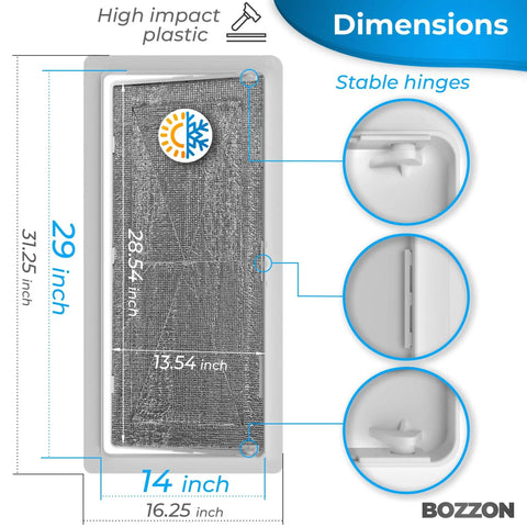 Top Notch Drywall Access Panel With Insulated Wall Hole Cover Heavy Duty Plastic Repair Patch for Plumbing Electrical Conduits, 16x29 inch dimensions.