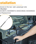Installation guide showing Heavy Duty Rear Right Trunk Lid Support Strut Cylinder Gas Spring For 2018 2025 Toyota Camry in car trunk.