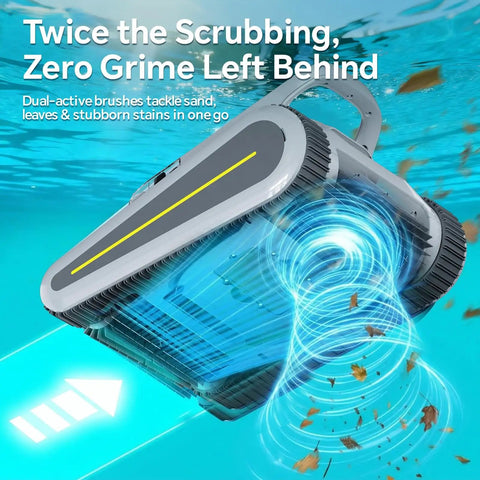 Cordless Robotic Pool Cleaner for Inground and Above Ground Pools with 180W Brushless Motor 3 Hour Runtime Wall Climbing Technology Scrubs Floors Walls and Waterlines for Pools Up to 2150 Sq Ft Hands Free Clean.