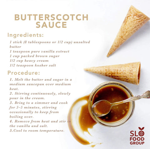 Butterscotch sauce ingredients and procedure with vanilla extract; Pure Vanilla Extract For Baking And Cooking, 1 Gallon.
