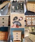 Collage of furniture using 10 Pack Cup Pulls Cabinet Hardware 3.23 by 1.38 Inches with 2.56 Inch Center to Center Holes Brushed Red Copper.