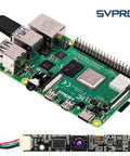 Dope 8MP USB Camera Module With Built In Microphone for LightBurn laser engraver and Raspberry Pi, shown uninstalled next to a Raspberry Pi board.