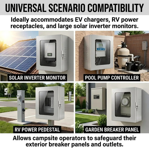 Beefed Up EV Charging Station Shelter Featuring A Tempered Glass Panel And Solid Key Lock Designed To Keep Your Electric Vehicle Adapter Locked Down Against Vandalism Weatherproof Housing in various uses.