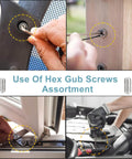 Industrial Grade M5 Hex Set Screws In 304 Stainless Steel With Internal Hex Drive Headless Cup Point 210-Piece Assortment in use