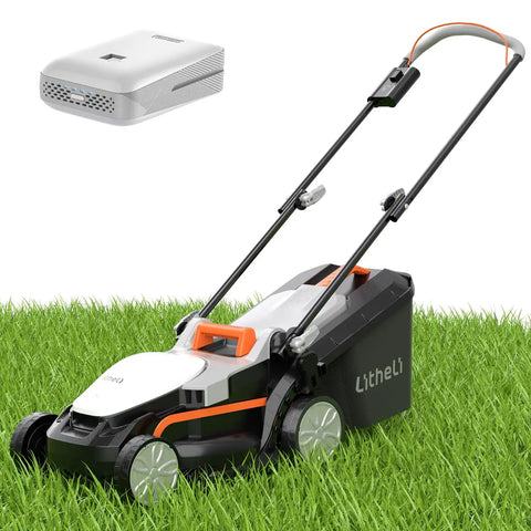 Cordless 13 Inch Lawn Mower With 20V Battery For Small To Medium Yards Lightweight Walk Behind Five Height Adjustments 3400 RPM Power