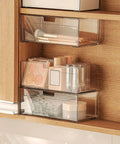 Two Tier Drawer Organizer For Medicine Cabinet Stackable Clear Storage Drawers For Small Bathroom Vanity Cabinet