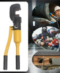 Heavy Duty Hydraulic Rebar Cutter And Crimping Tool With Portable Steel Case, cutting bars up to 16 mm, professional grade.