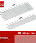 Heavy Duty Galvanized Staples and Brad Nails Kit for Pneumatic and Electric Staplers, showing 1-inch and 2-inch brad nails in 18GA.