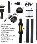 Assortment of accessories for Badass Pro Grade 4 Gallon Cordless Wet Dry Shop Vacuum With 24V Lithium Ion Battery Toolbox Design.