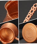 Close-up views of Turkish Coffee Pot 330ml Vintage Copper Coffee Maker with ergonomic handle and detailed copper finish texture.