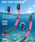 Anti Fog 180 Degree Panorama Snorkel Set For Adults With Dry Top Mask And Tempered Glass Goggles, no water entry dry-top system.