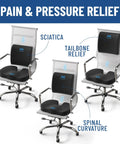 Doctor Recommended Memory Foam Seat Cushion For Office Chairs And Cars, Ergonomic Tailbone Pain Relief And Sciatica Support shown on office chairs.