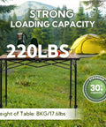 Tailgate Ready Portable Outdoor Adjustable Height Camping Table For 2 To 6 People Large Roll Up Aluminum Camp Table 220 lbs