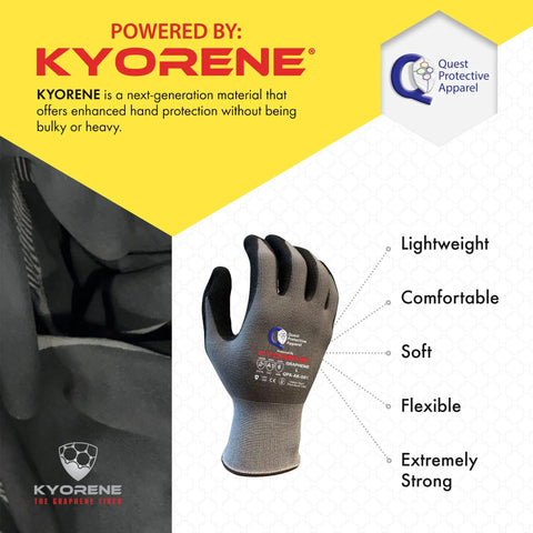 Front view of Light Cut Resistant Work Gloves With Graphene Fiber Construction For Everyday Tasks And Diy Heavy Duty Puncture And Abrasion Protection ANSI A1 Rated Large Size Ideal For Gardening Mechanical Work And General Hand Protection with product details.