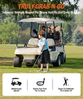 Golf player with Magnetic Golf Towel 23.6x15.7 Inches on cart, showing hands-free attachment for easy club wiping