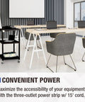 Mobile AV Cart With Power Strip And Casters, Rolling Presentation And Media Cart On Wheels, Black in classroom setup