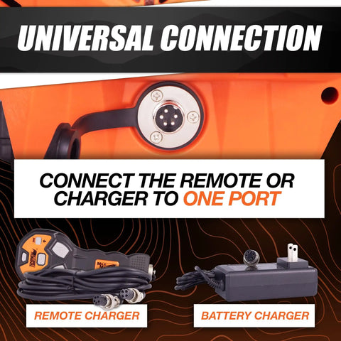 Universal connection port for Workhorse Portable Electric Winch With 39 Feet Synthetic Rope Lifts Up To 1000 Pounds.