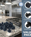16 Pack Rubber Feet For Stovetop Grate Feet Replacement Three Sixteenth Inch Holes Compatible With GE Kenmore Gas Range Models WB02T10461 AP2622260 PS241358 DVGSU101 VGRT560 6GQ WB02K0101 247410 on kitchen counter