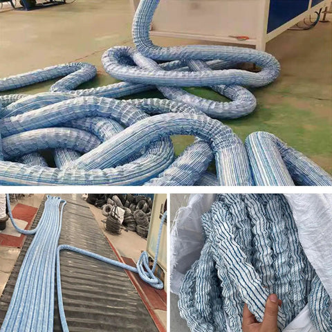 2 Inch Diameter Perforated French Drain Pipe With Steel Wire Flexible Landscaping Drainage Tube For Outdoor Yard Lawn Patio Non Woven Fabric Cover Long 28 Meter Length coiled on ground