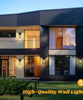 Modern house exterior with Two Pack Outdoor Wall Sconces With Solid Aluminum Oil Rubbed Bronze Finish, Grid Glass Design