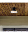 Rustic Arts And Crafts Outdoor One Light Semi Flush Mount Ceiling Light, 11 Inch, Textured Black Finish on porch ceiling
