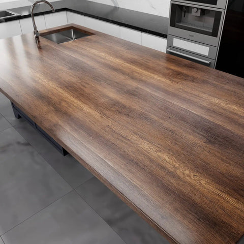 Wood Grain Peel And Stick Contact Paper DIY Friendly Self Adhesive Removable Brown Wood Wallpaper For Countertops Cabinets Walls Drawers And Desks Waterproof Vintage Vibe 12x120 Inches Roll on a kitchen countertop
