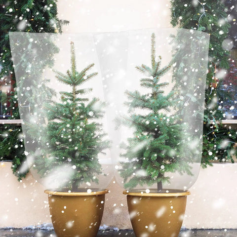 Six Pack Clear Winter Plant Covers For Outdoor Frost Protection 27.6 X 43.3 Inch Plastic Garden Shelter Bags Waterproof Frost Cloth For Greenhouses Protect Plants From Rain Cold And Frost