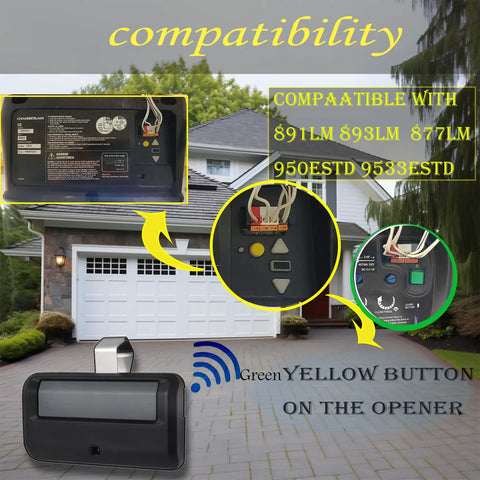 Universal Learn Button Garage Door Opener Remote For LiftMaster Chamberlain Craftsman With Yellow Purple Green Red Orange Buttons