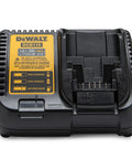 Heavy And Dependable 20V Max Lithium Ion Brushless Hammer Drill Kit charger with indicators for pack charging and charged.