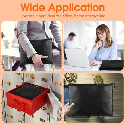 Heavy Duty Fireproof And Waterproof Document Money Bag With Zipper Pouch for emergency prep in use at home and office
