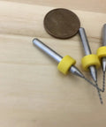 0.7mm Micro Drill Bits Set for 3D Printer Nozzle Cleaning and PCB Maintenance, 3 Pack Precision Tools next to a coin for scale