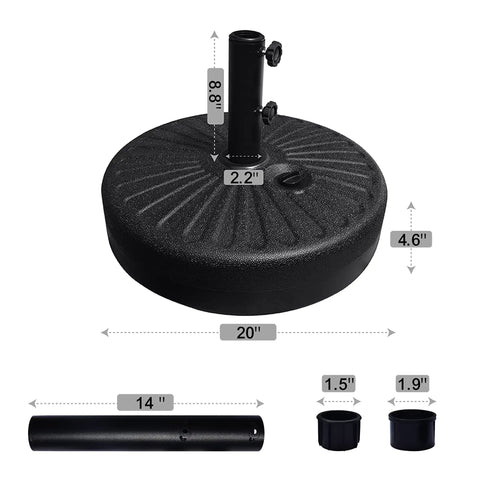 Water Filled Umbrella Base Stand For Patio And Outdoor Use Beefy Heavy Duty Holder With Large Round Base And Two Hand Turn Knobs