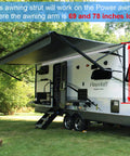 Heavy Duty RV Awning Gas Struts For Power Awnings With 69 To 78 Inch Arm on an extended retractable awning attached to an RV
