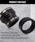 Black PVC Reducer Coupler from 4 Inch to 3 Inch with Gate Valve Bushing and 2 Clamps for RV Plumbing Fittings