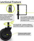 Heavy Duty Gate Wheel Caster With Spring Loaded Mechanism, featuring rubber wheel, galvanized steel bracket, and 360 degree swivel.