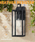 Large Outdoor Wall Light With Dusk To Dawn Sensor, Matte Black Fixture, Clear Glass Shade, showcasing weather resistance features