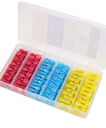 160 Piece Set Fully Insulated Nylon Spade Quick Disconnect Terminals Kit For Electrical Crimping in red, blue, yellow.