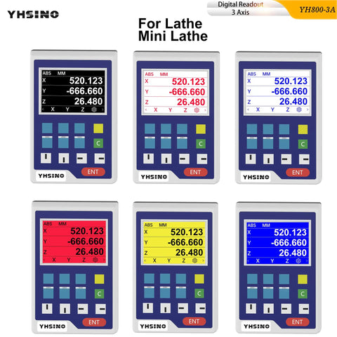 Top Shelf Lcd Digital Readout Display For Cnc Milling And Mini Lathe Machines on a blue and red interface with numeric tracking.