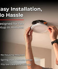6 Inch Canless Recessed LED Wafer Light With Motion Sensor installed in ceiling with spring clips and remote driver