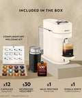 Vertuo Next Premium Coffee And Espresso Maker With Aeroccino Milk Frother From Breville In Creamy White And Dark Chrome Finish