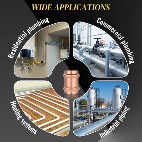 Pack Of 100 1 Inch Copper Press Couplings Press To Connect Pipe Fittings With LBP Design application in plumbing